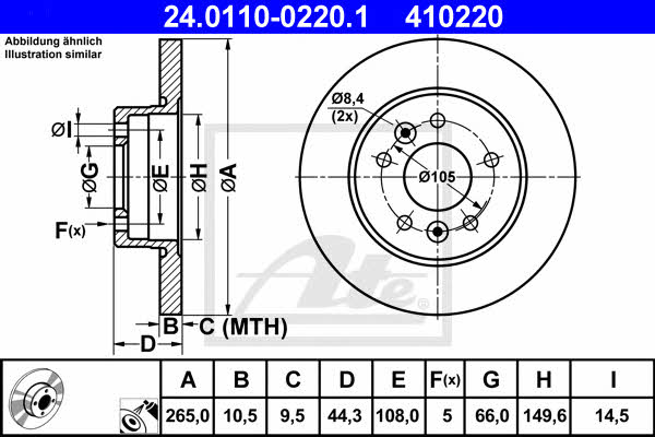 Ate Rear brake disc, non-ventilated – price 145 PLN