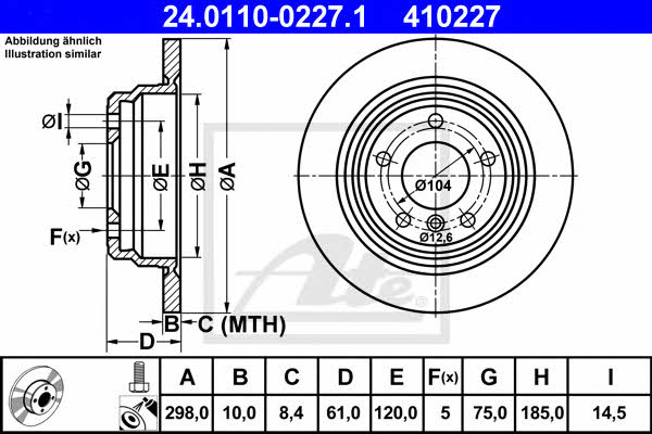 Ate Rear solid brake disc – price 185 PLN