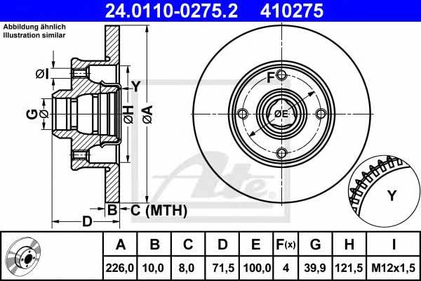 Ate Rear solid brake disc – price 229 PLN