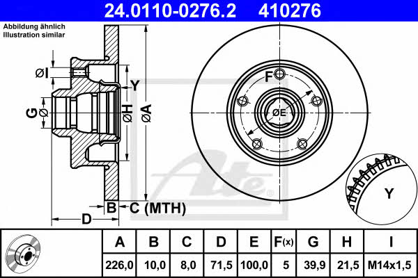 Ate Rear brake disc, non-ventilated – price 172 PLN