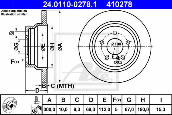 Ate Rear solid brake disc – price 208 PLN