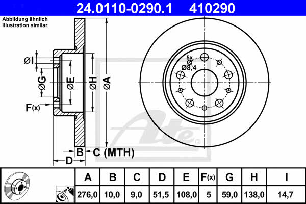 Ate Rear brake disc, non-ventilated – price 162 PLN