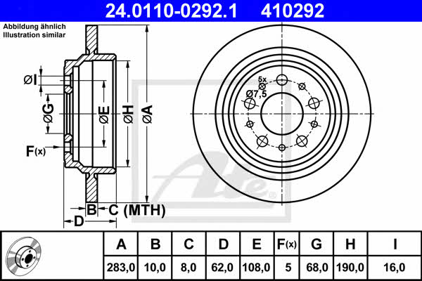 Ate Rear solid brake disc – price [object Object] PLN