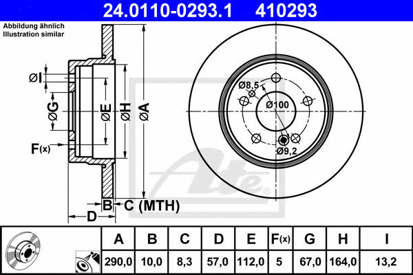 Ate Rear brake disc, non-ventilated – price 314 PLN
