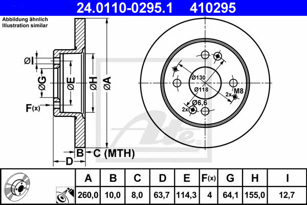 Ate Rear solid brake disc – price 216 PLN