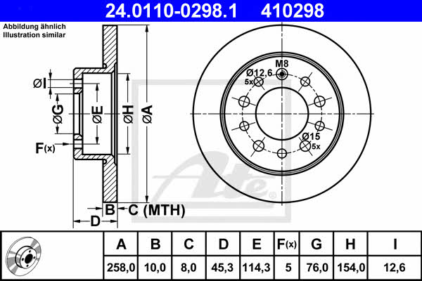Ate Rear solid brake disc – price 183 PLN