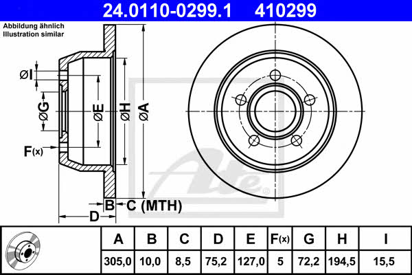 Ate Rear brake disc, non-ventilated – price 201 PLN