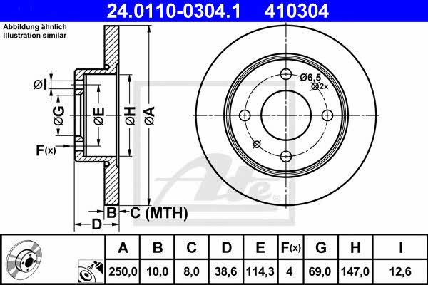 Ate Rear solid brake disc – price 179 PLN