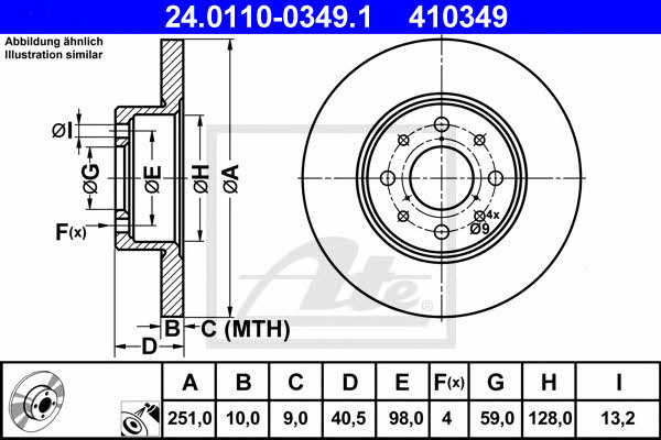 Ate Rear solid brake disc – price 146 PLN