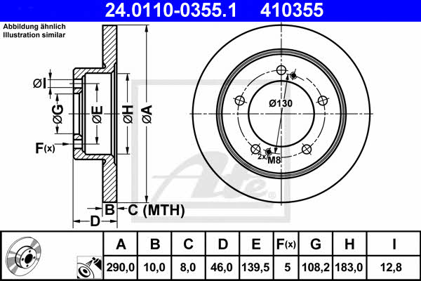 Ate Unventilated front brake disc – price 234 PLN