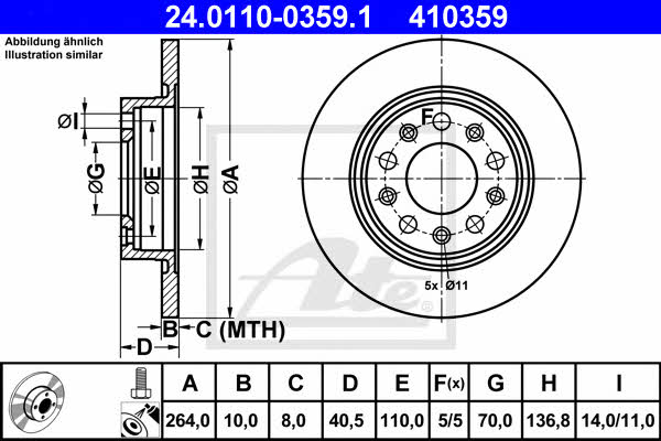 Ate Rear solid brake disc – price 228 PLN