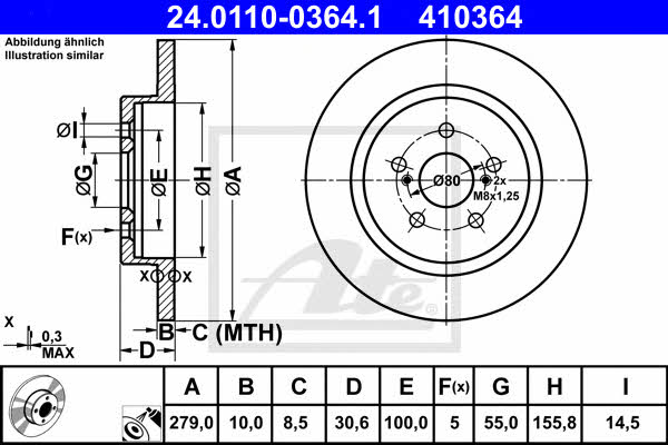 Ate Brake disc – price 199 PLN