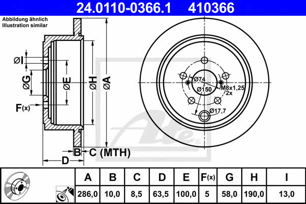 Ate Rear solid brake disc – price 184 PLN