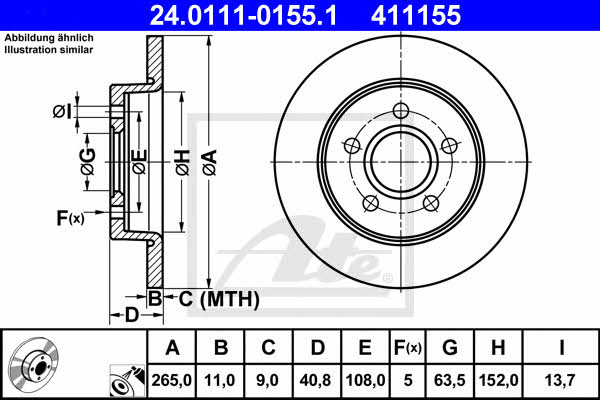 Ate Rear solid brake disc – price 175 PLN
