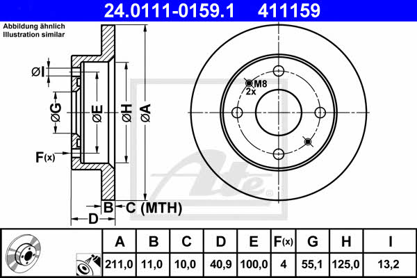 Ate Unventilated front brake disc – price 110 PLN