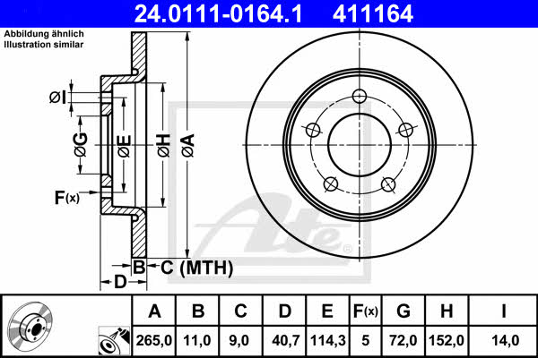 Ate Rear solid brake disc – price 156 PLN