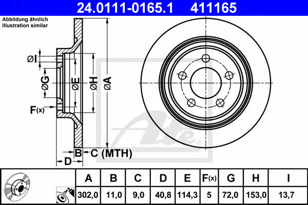 Ate Rear solid brake disc – price 184 PLN