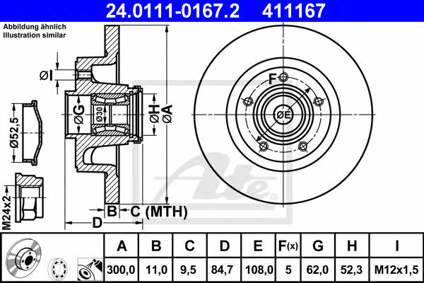 Ate Rear brake disc, non-ventilated – price 379 PLN