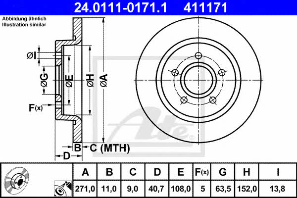 Ate Rear solid brake disc – price 204 PLN