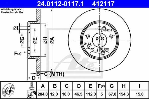 Ate Unventilated front brake disc – price 169 PLN
