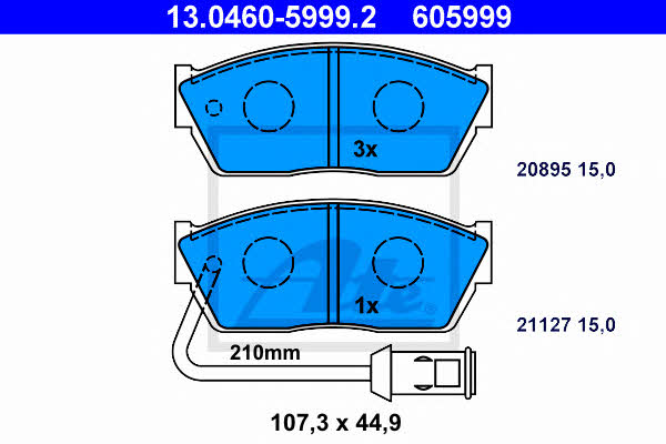 Ate 13.0460-5999.2 Brake Pad Set, disc brake 13046059992