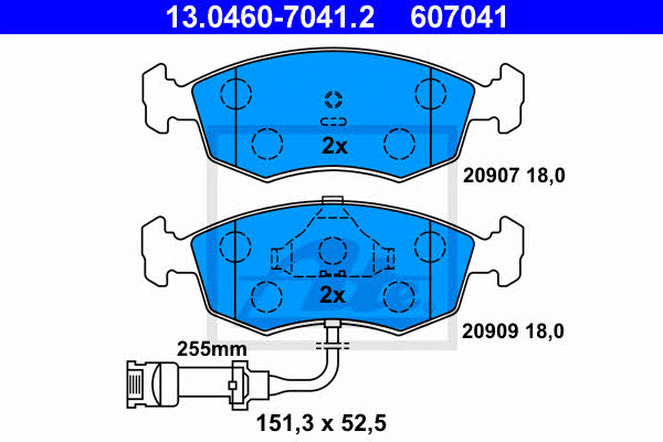 Ate 13.0460-7041.2 Brake Pad Set, disc brake 13046070412