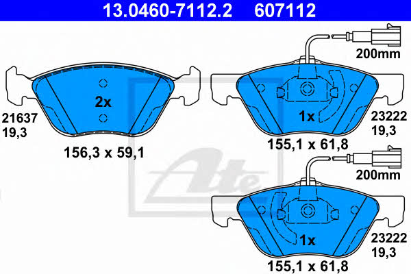 Ate Brake Pad Set, disc brake – price 198 PLN