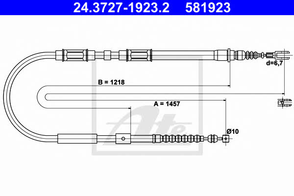 Ate 24.3727-1923.2 Parking brake cable, right 24372719232