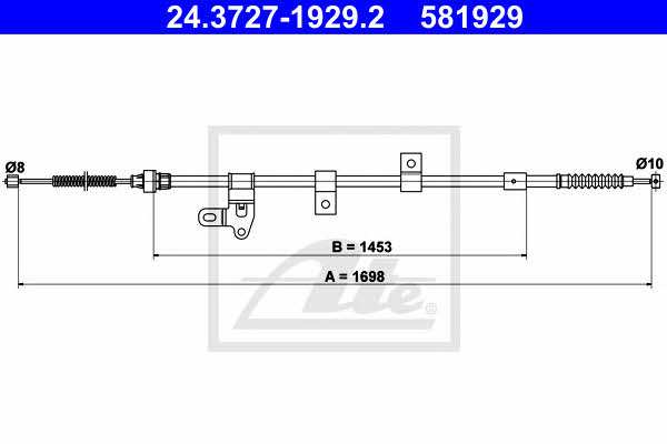 Ate 24.3727-1929.2 Parking brake cable, right 24372719292