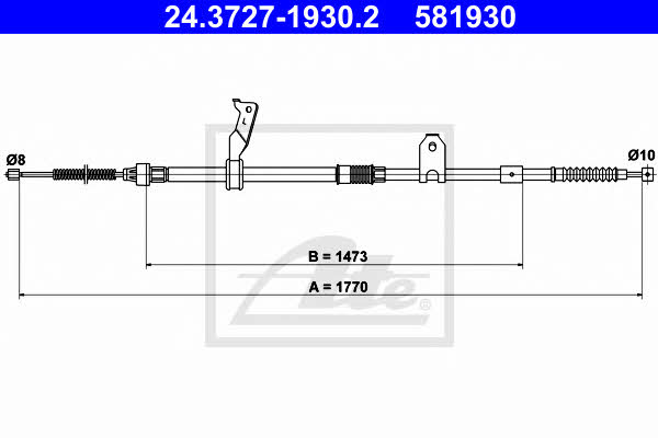 Ate 24.3727-1930.2 Parking brake cable left 24372719302