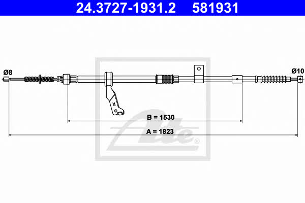Ate 24.3727-1931.2 Parking brake cable, right 24372719312
