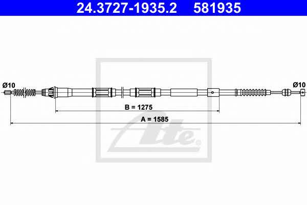 Ate 24.3727-1935.2 Parking brake cable, right 24372719352