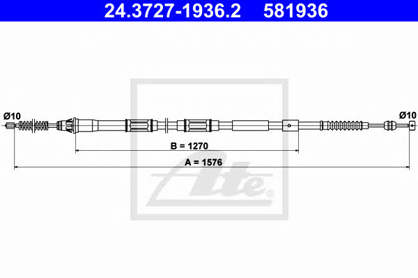 Ate 24.3727-1936.2 Parking brake cable left 24372719362