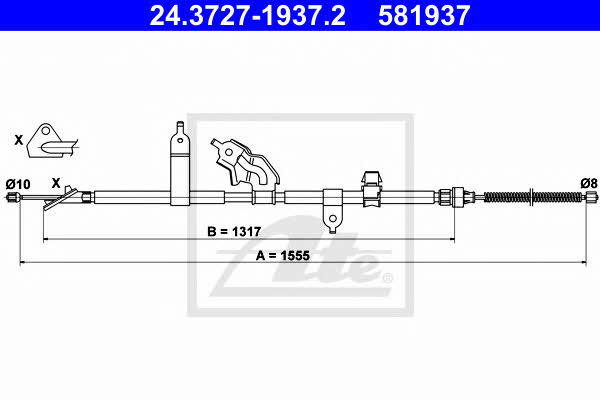 Ate 24.3727-1937.2 Parking brake cable left 24372719372