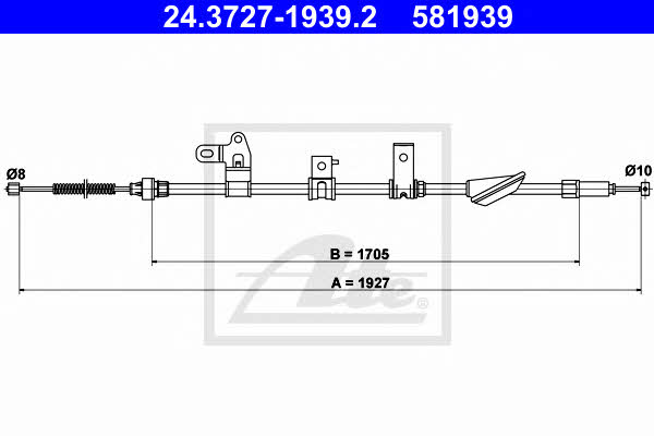 Ate 24.3727-1939.2 Parking brake cable left 24372719392