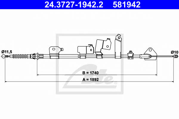 Ate 24.3727-1942.2 Parking brake cable left 24372719422