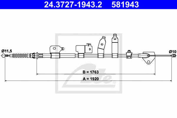Ate 24.3727-1943.2 Parking brake cable, right 24372719432
