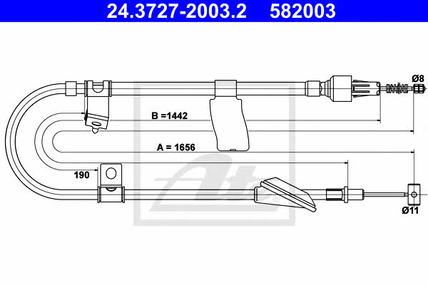 Ate 24.3727-2003.2 Parking brake cable left 24372720032