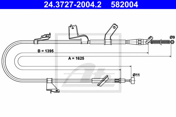 Ate 24.3727-2004.2 Parking brake cable, right 24372720042 24372720042 Ate Parking brake cable, right