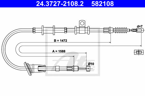 Ate 24.3727-2108.2 Parking brake cable, right 24372721082