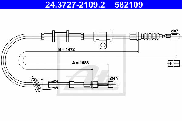 Ate 24.3727-2109.2 Cable Pull, parking brake 24372721092