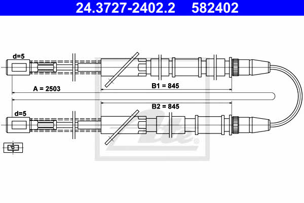Ate 24.3727-2402.2 Cable Pull, parking brake 24372724022