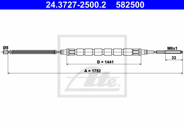 Ate 24.3727-2500.2 Cable Pull, parking brake 24372725002