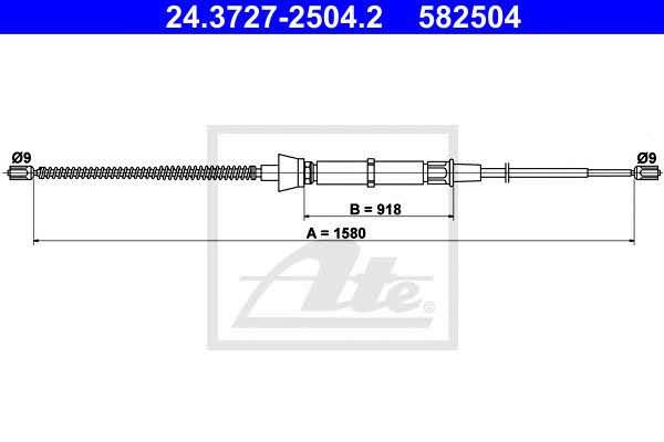 Ate 24.3727-2504.2 Cable Pull, parking brake 24372725042