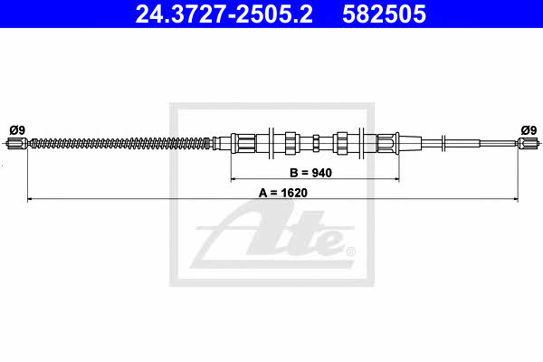 Ate 24.3727-2505.2 Cable Pull, parking brake 24372725052
