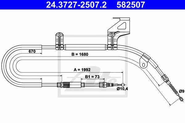Ate 24.3727-2507.2 Parking brake cable, right 24372725072