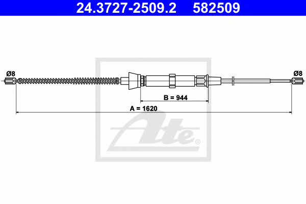 Ate 24.3727-2509.2 Cable Pull, parking brake 24372725092