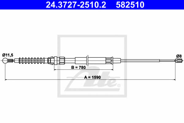 Ate 24.3727-2510.2 Cable Pull, parking brake 24372725102
