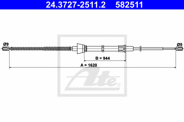 Ate 24.3727-2511.2 Cable Pull, parking brake 24372725112