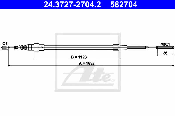 Ate 24.3727-2704.2 Cable Pull, parking brake 24372727042